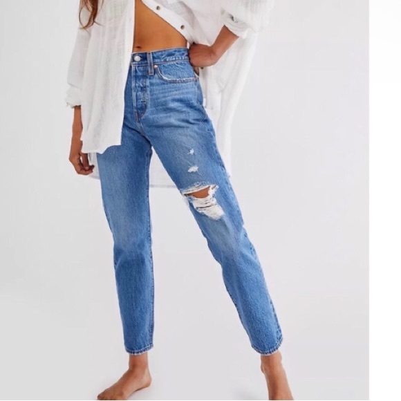 Levi's Denim - Levi's Premium Wedgie Icon High Rise Button Fly Athens Asleep Distressed Jeans